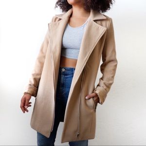 Missguided Faux Wool Biker Moto Coat
